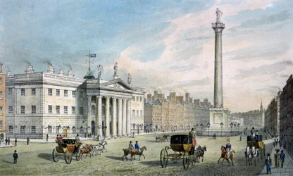 Sackville Street, Dublin, mit dem Postamt und der Nelson-Säule